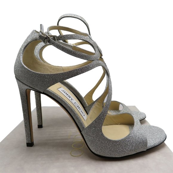 JIMMY CHOO Women's LANG Glitter Sandals - Picture 5 of 7